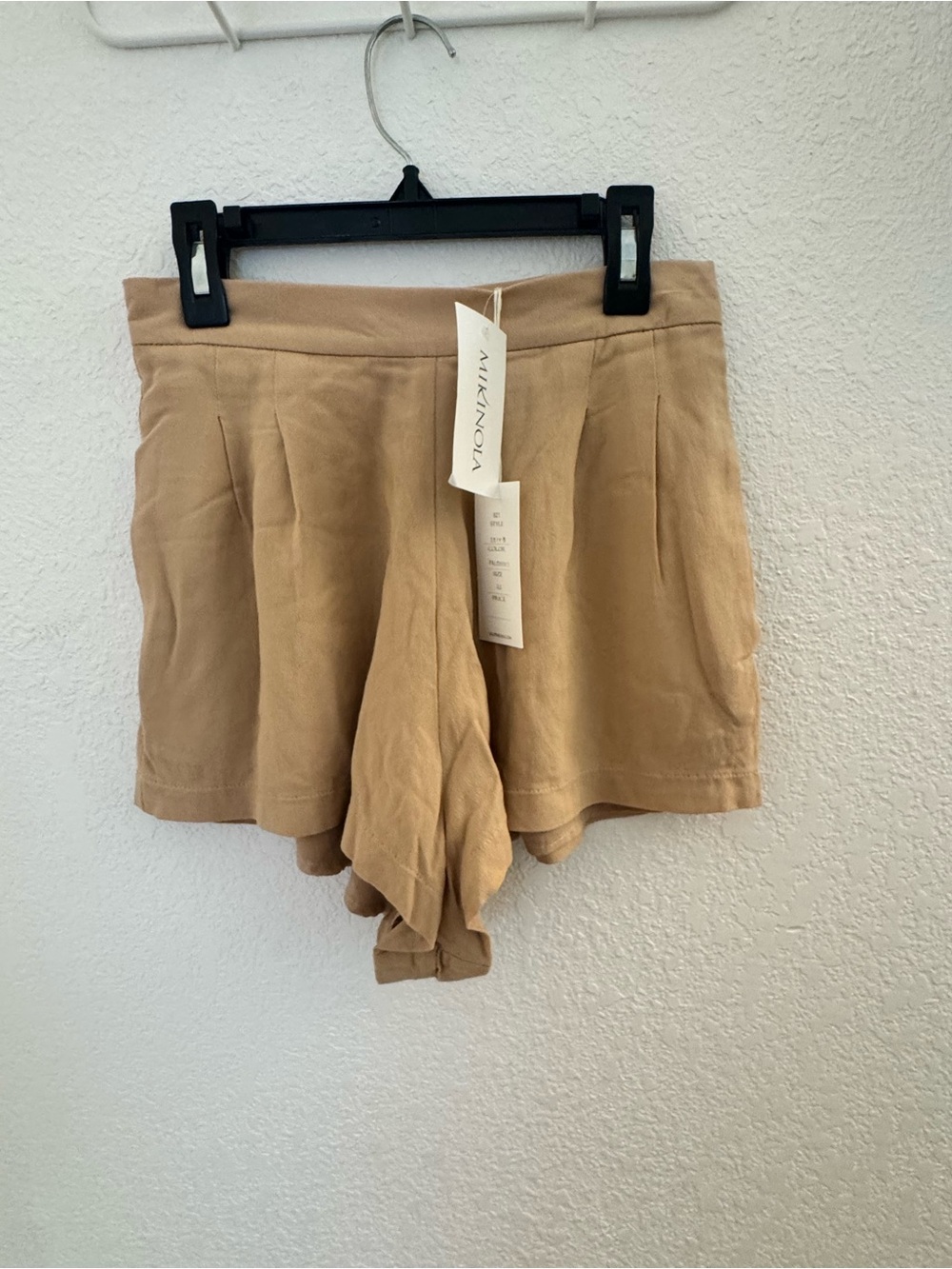 Indah High-Waist Pleated Shorts — Tan